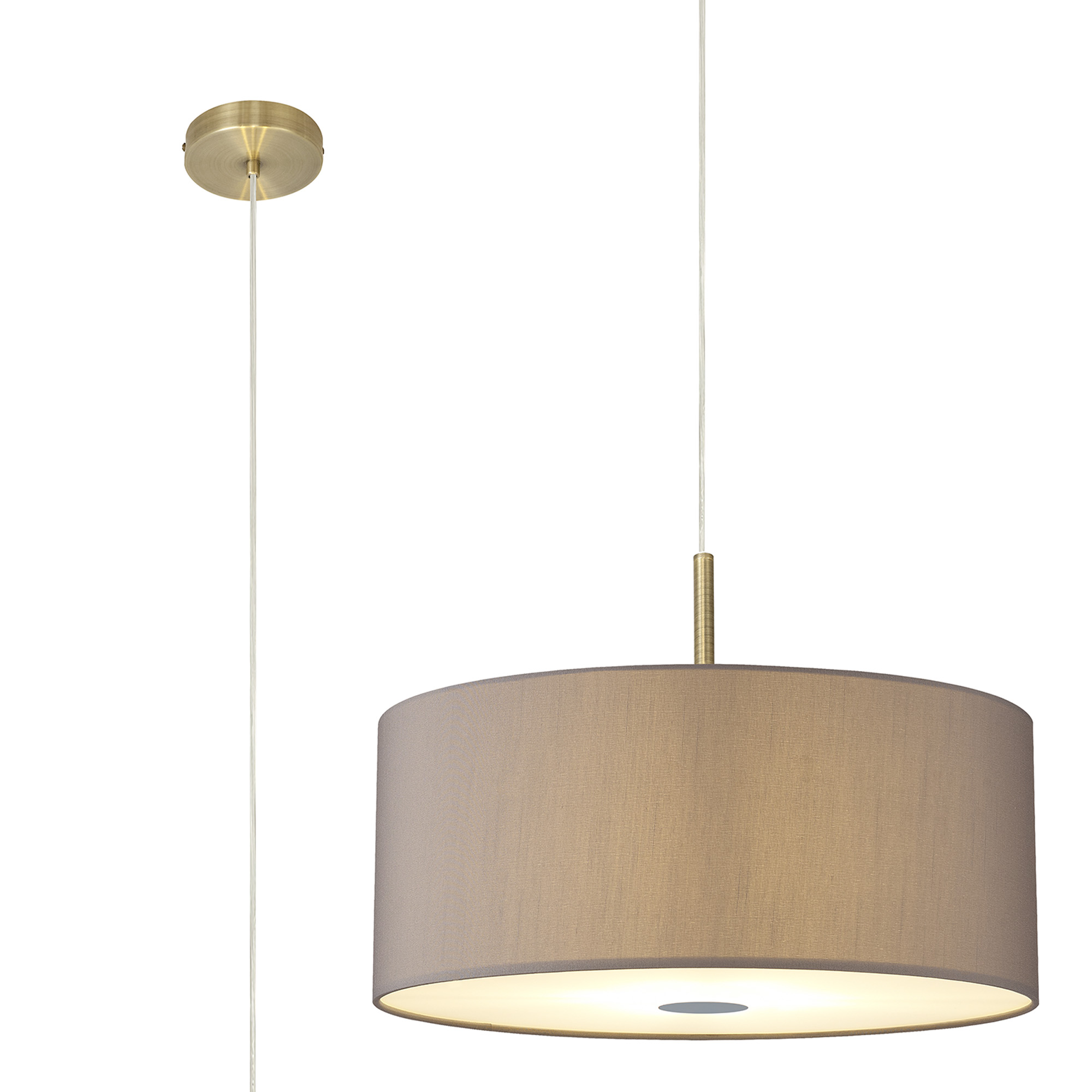 Baymont 60cm 5 Light Pendant Antique Brass; Grey/White; Frosted Diffuser